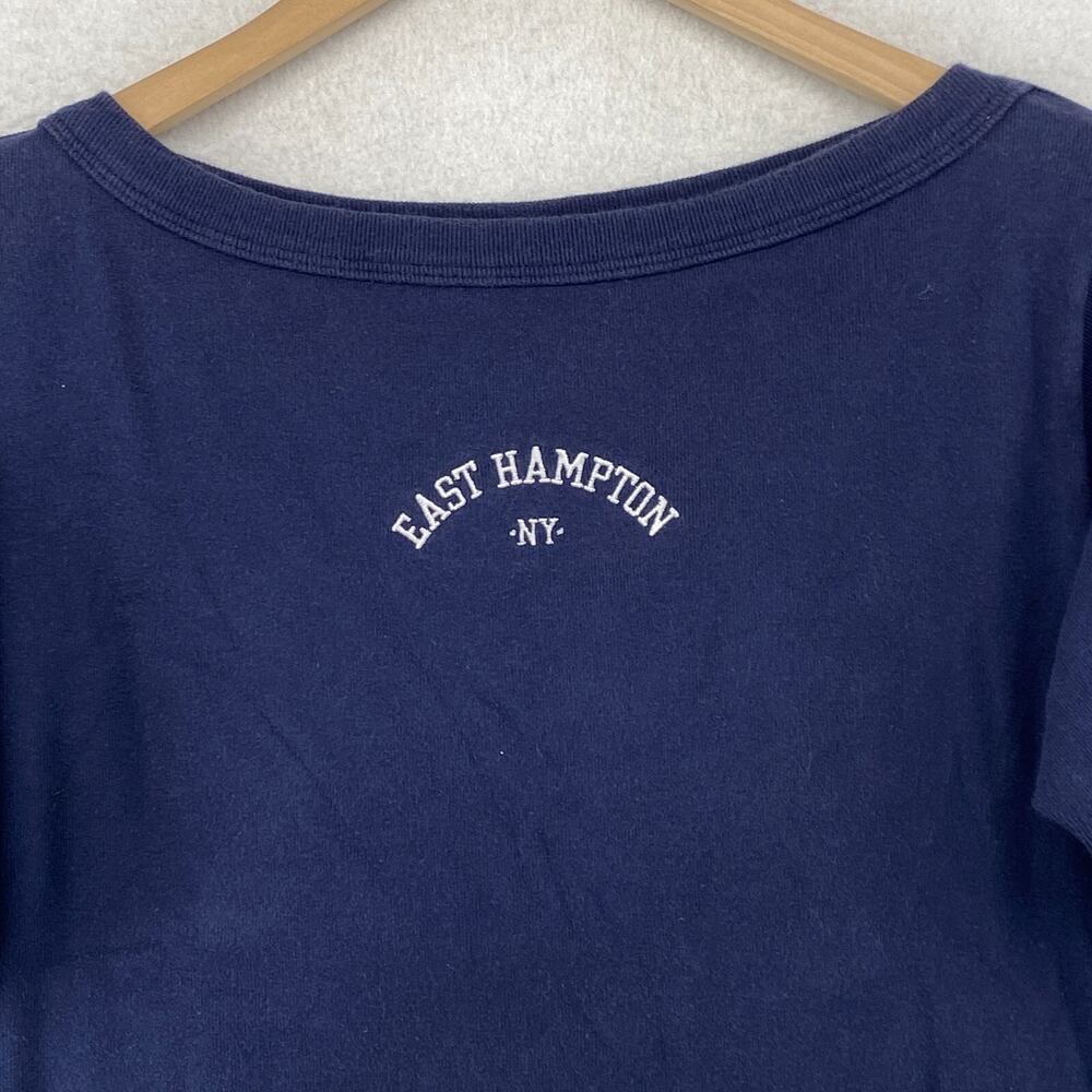 EAST HAMPTON Top Womens S NEW YORK Jersey 3/4 Sleeve Boat Neck Tee Blue USA